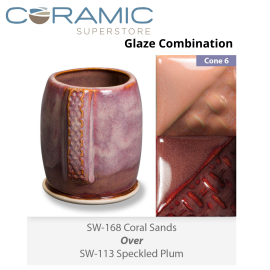 Coral Sands SW-168 over Speckled Plum SW-113 Stoneware Combination